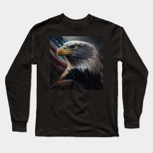 Traditional American Eagle with the Flag Long Sleeve T-Shirt
